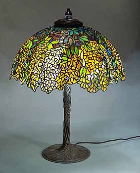 LABURNUM Tiffany Lamp on Twisted Vine Bronze Tiffany Base